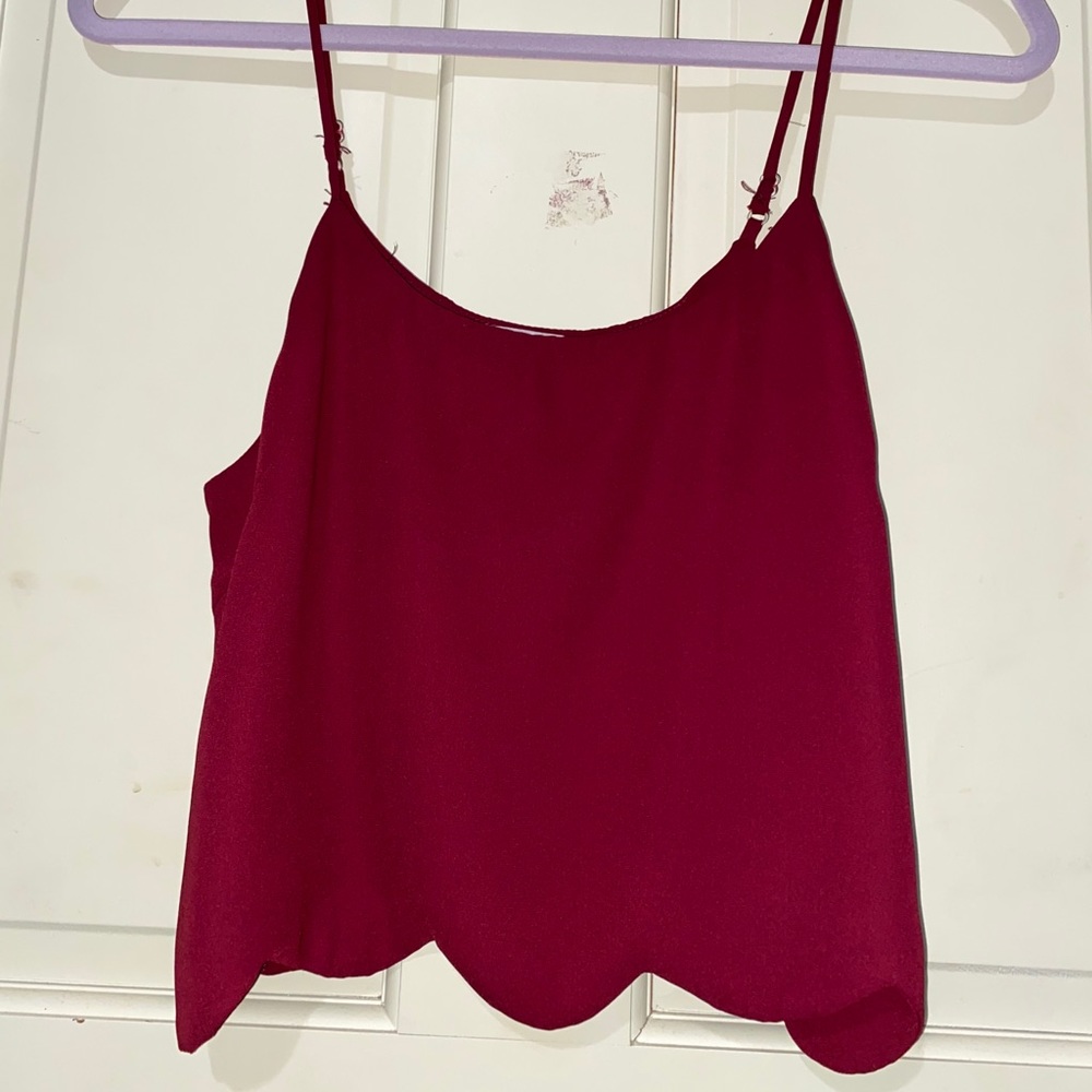 Wine red scalloped tank top